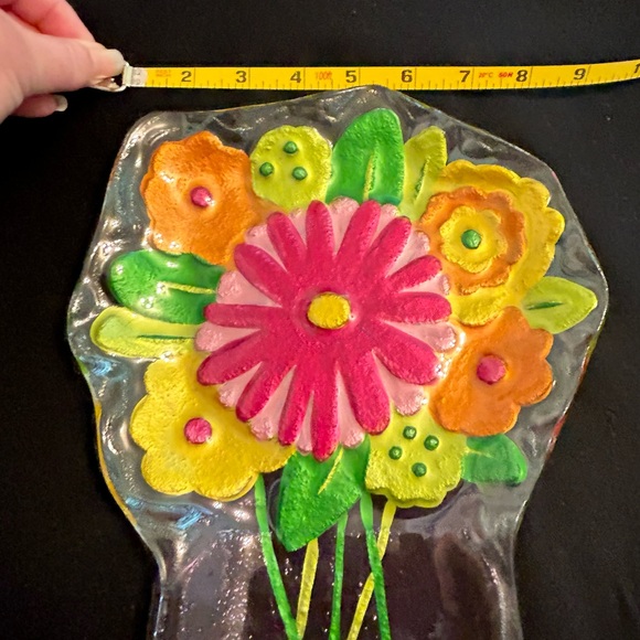 Flower bouquet glass platter large 14”x10 - Picture 8 of 8